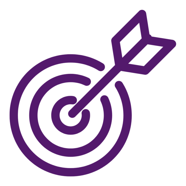 A target with an arrow in the centre.